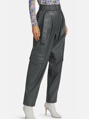 P Women's Tanya Taylor Megan Faux-Leather High-Rise Pants in Slate Blue